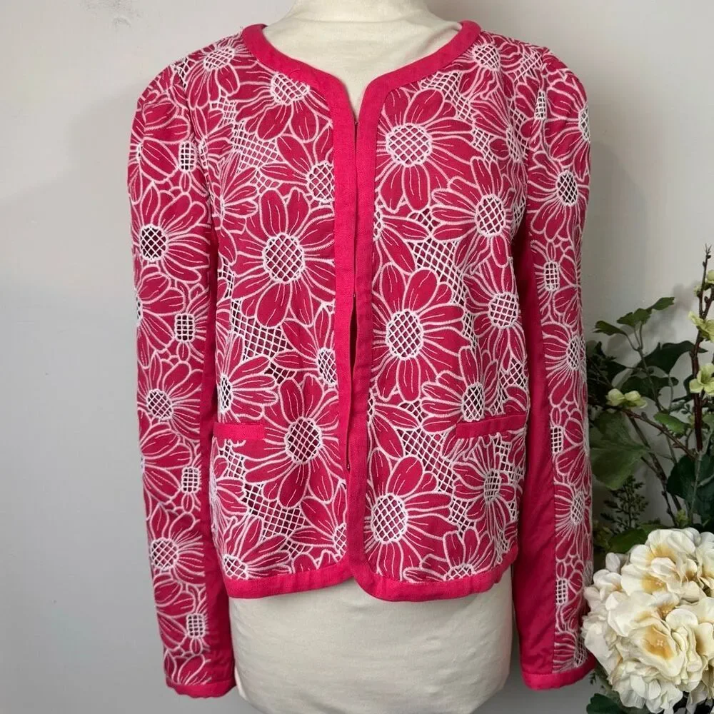 Dolan Left Coast * Lace Floral Jacket in Coral NWT New | Anthropologie | Large